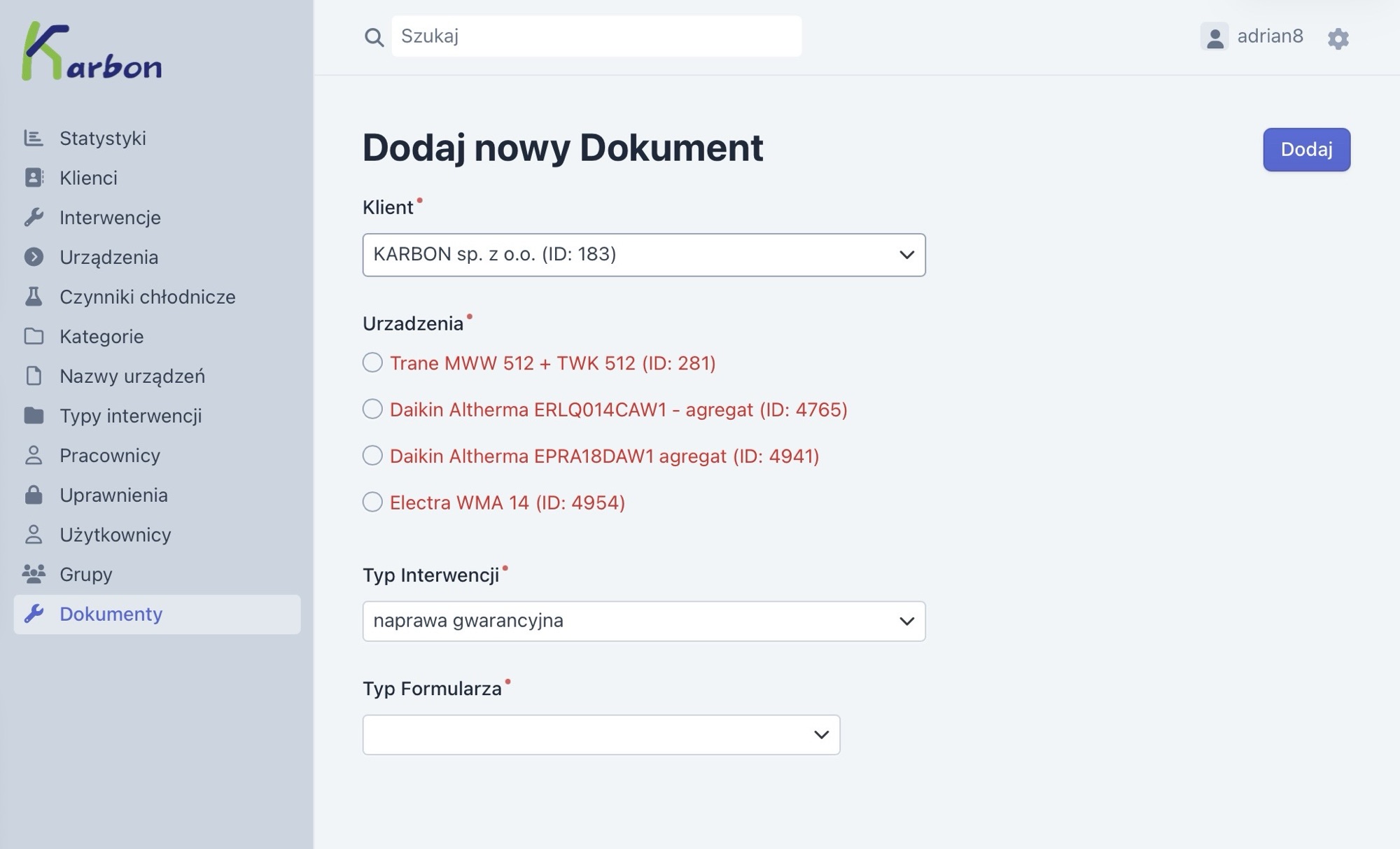 Baza serwisowa Karbon